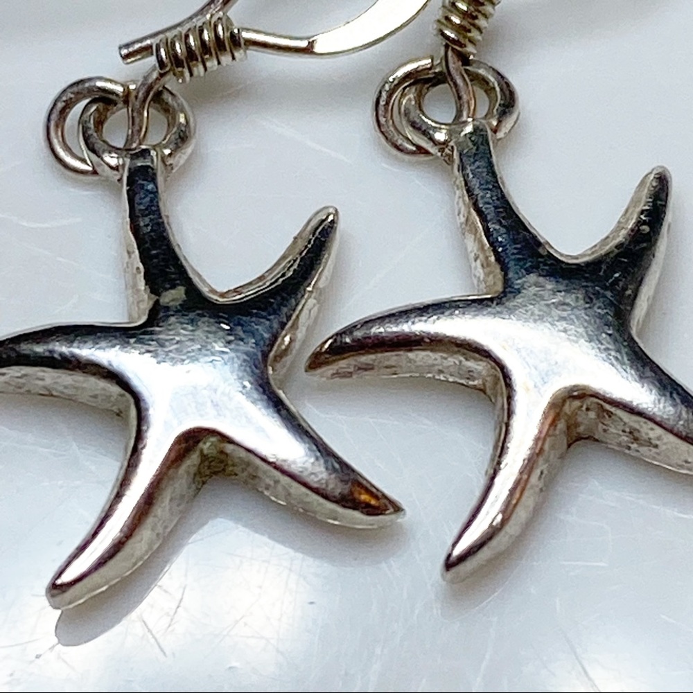 Sterling Silver 925 ATI Dangle Starfish Earrings - Picture 5 of 6
